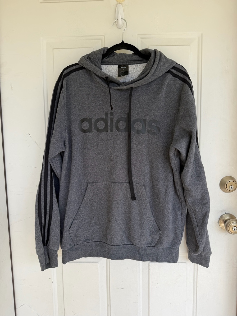 Adidas Gray Hoodie with Black Stripes Size M